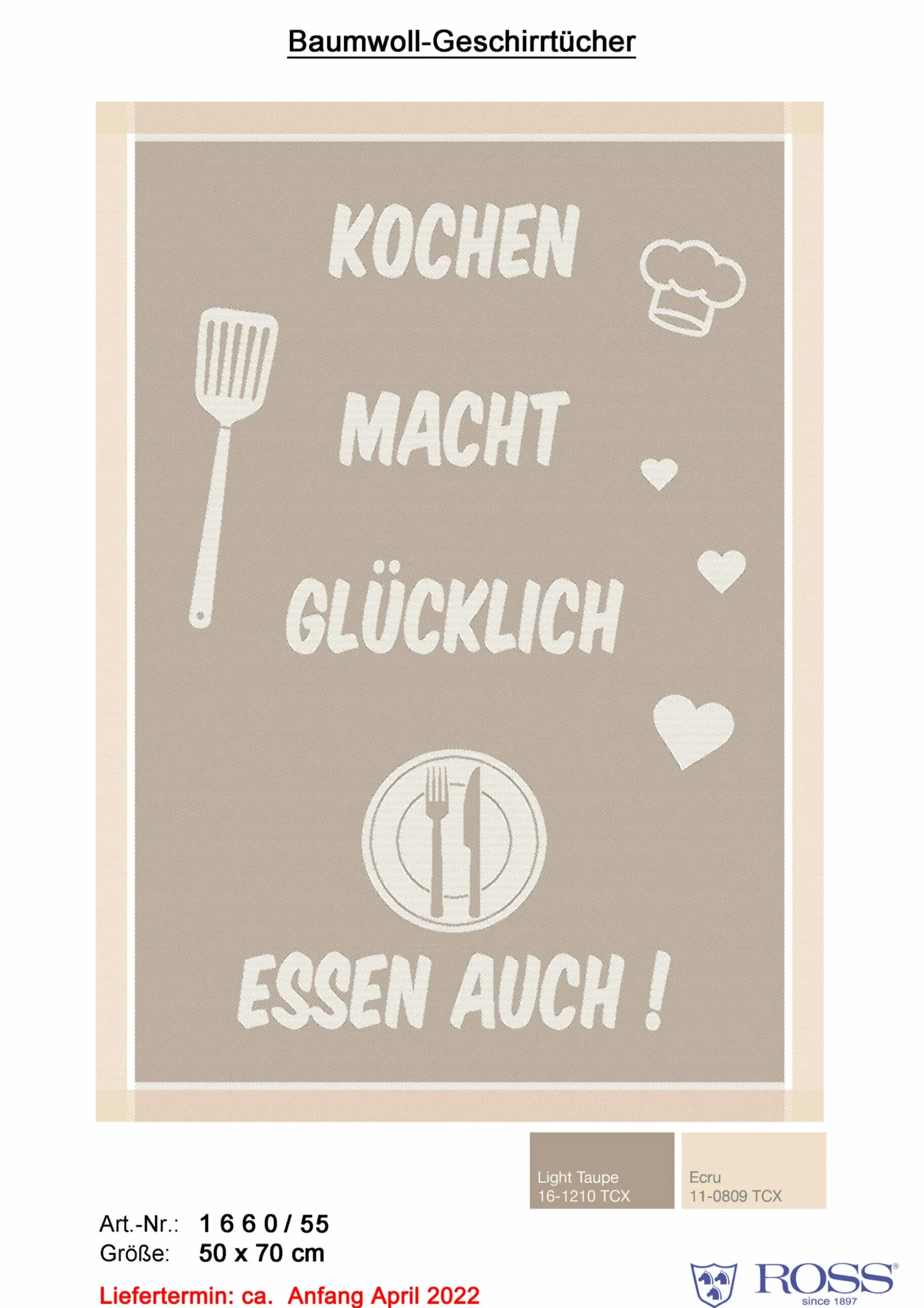 Geschirrtuch, Kochen macht glücklich … Essen auch