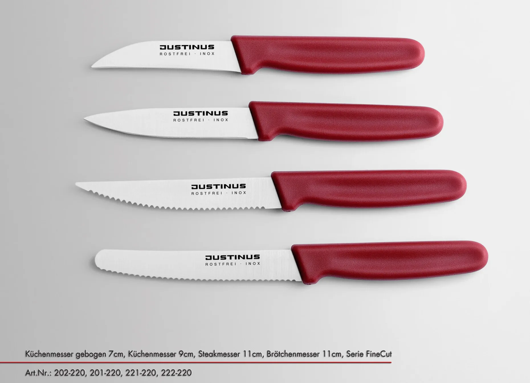 Küchenmesser, 9 cm, Fine Cut roter Griff