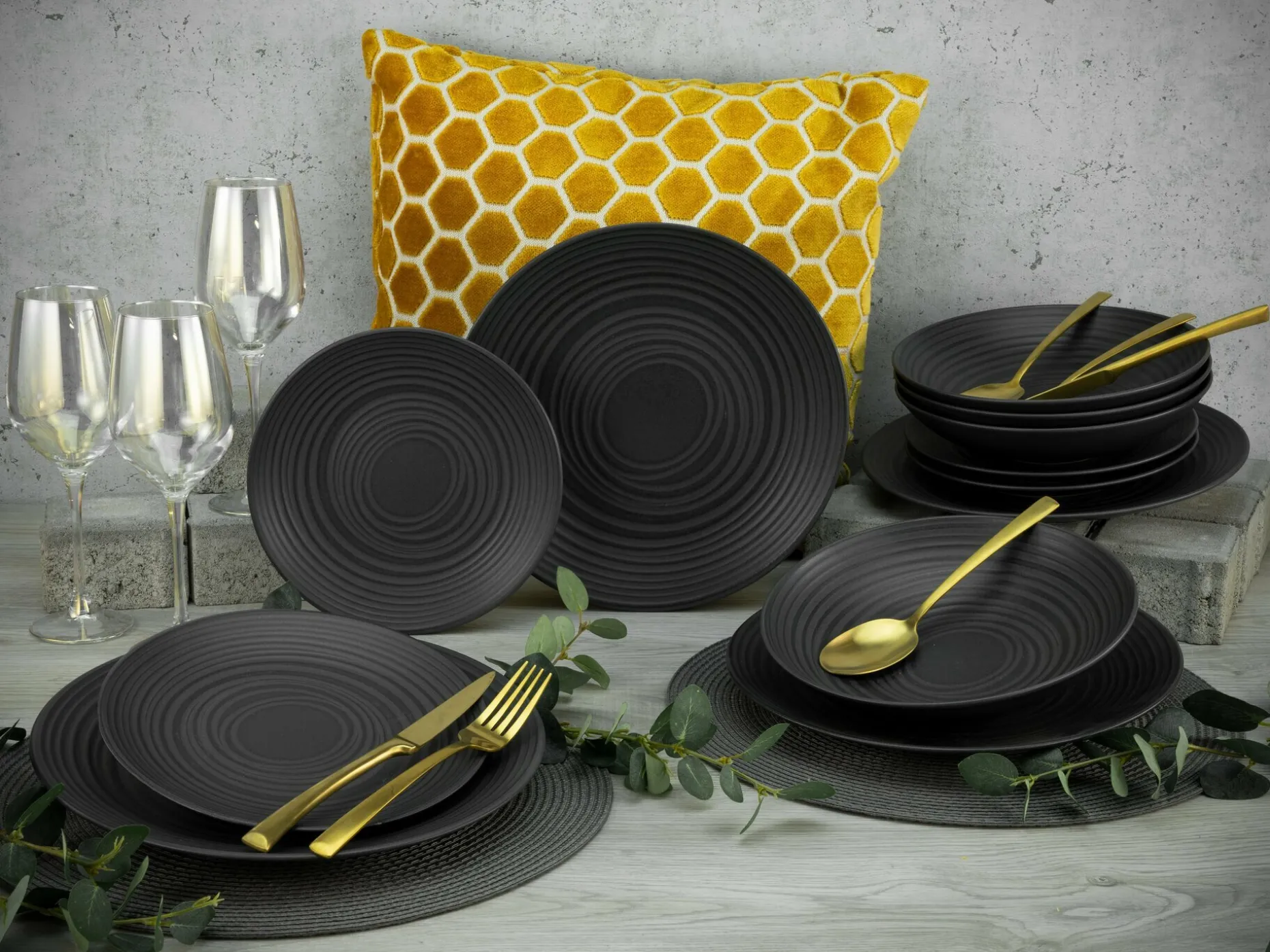 Tellerset 12-tlg, Lava Stone